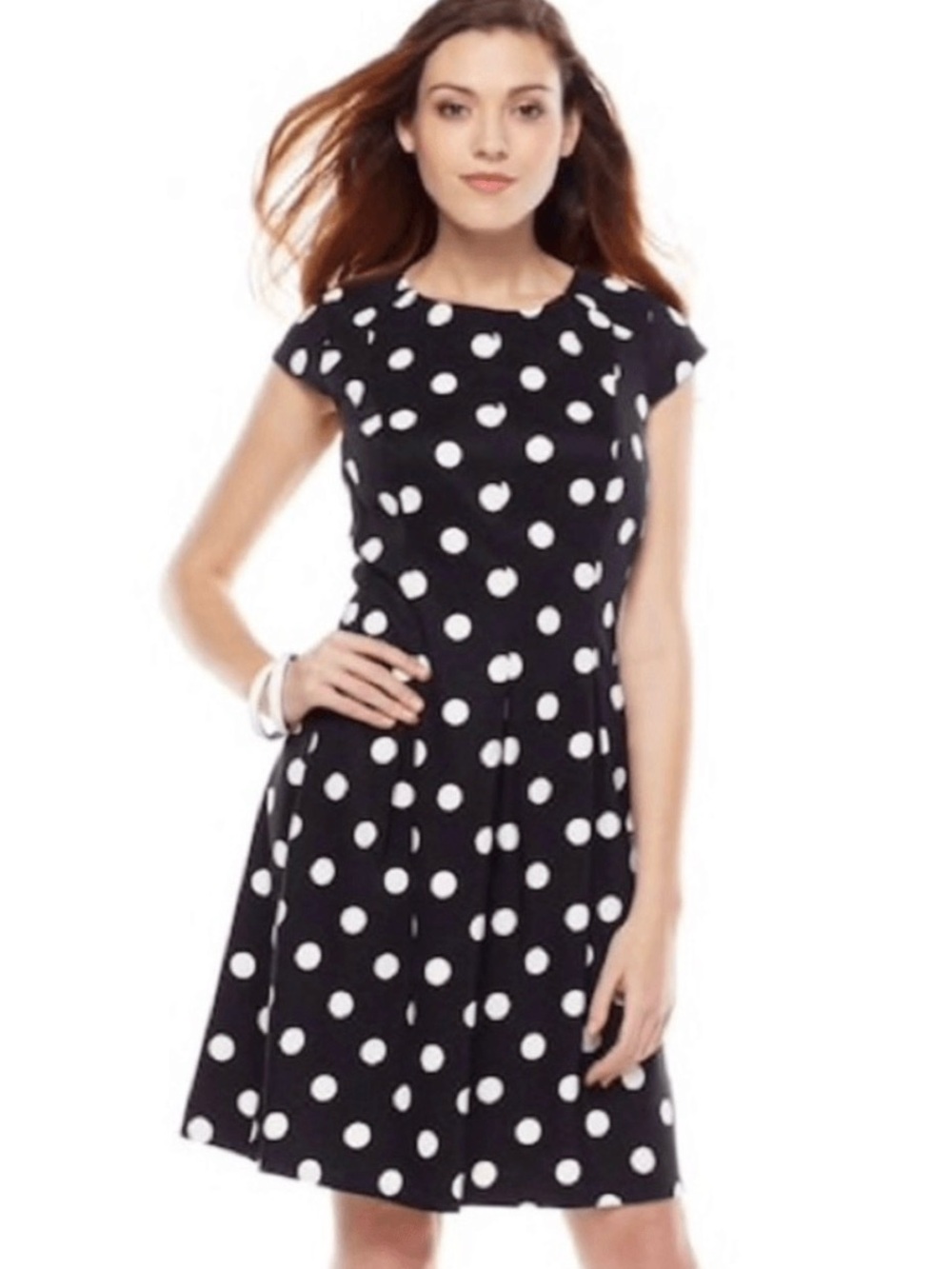 AB Studio Black Dress with White Polka Dots - Picture 5 of 5